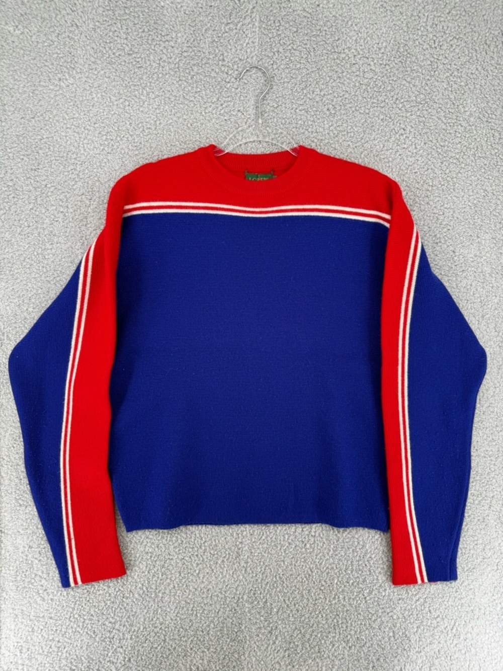 Men's vintage j crew Blue and Red Crewneck Sweater - Classic Stripe wool